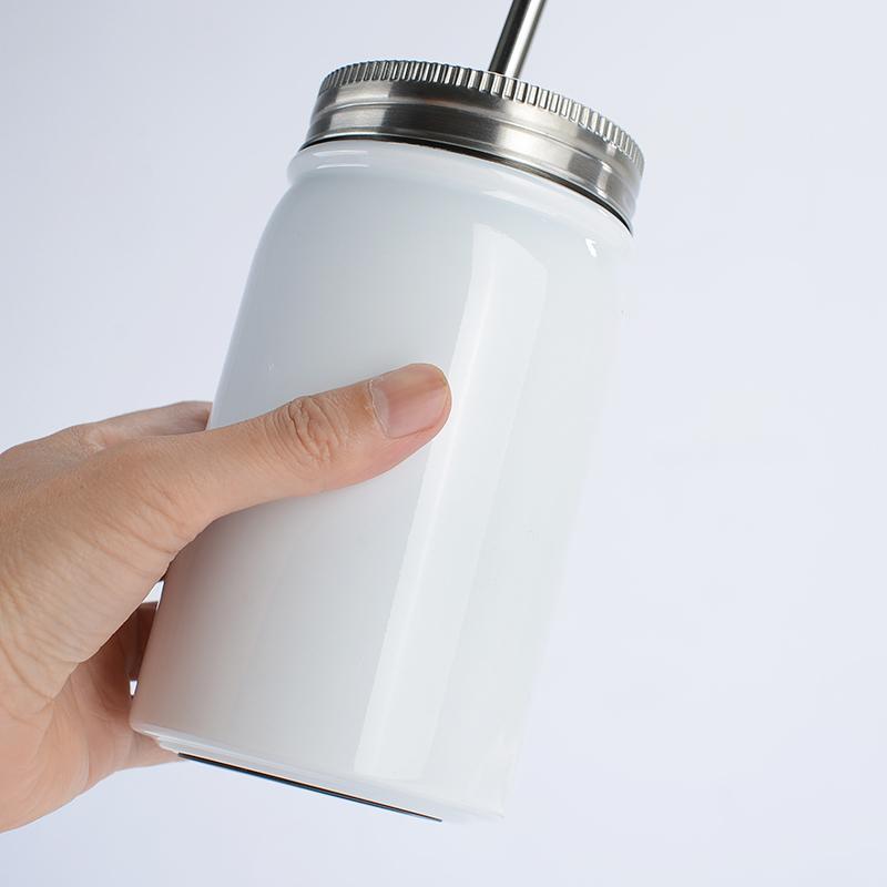 Sublimation Clear Glass Mason Jar Cup with Handle Metal Lids & Straws  48pcs12oz