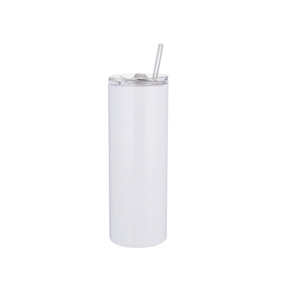 DISCOUNT PROMOS Plastic Tumblers 20 oz. Set of 6, Bulk Pack - With lids,  Ice Coffee Tumbler, To Go Cup, Insulated - White