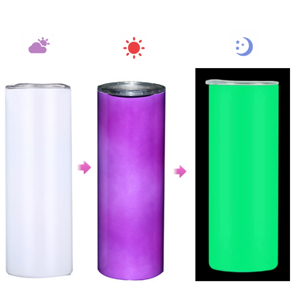 20 Oz Glow in the Dark UV Color Changing Sublimation Tumblers UV