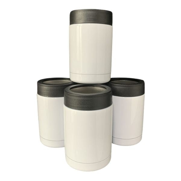 White Stainless Steel Sublimation Skinny Can Cooler - 12oz.