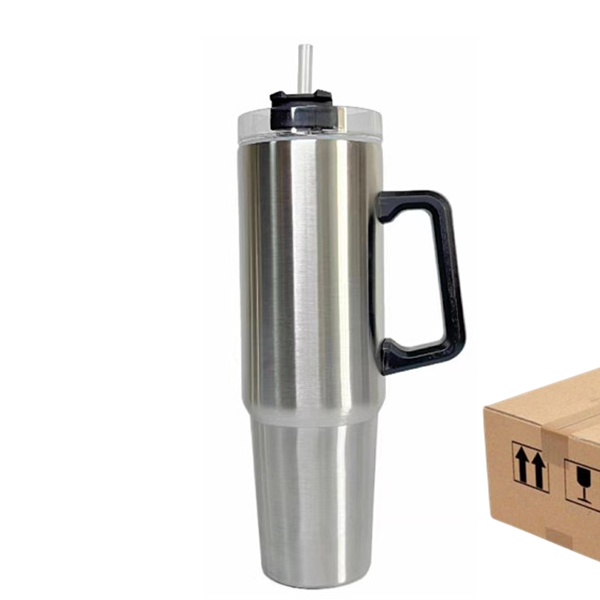 40 oz Stainless Steel Insulated Tumbler with Handle and Screw-Top Slid —  Bulk Tumblers
