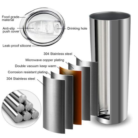 Potchen 12 Pcs Stainless Steel Skinny Tumblers Bulk with Lids and Straws  20