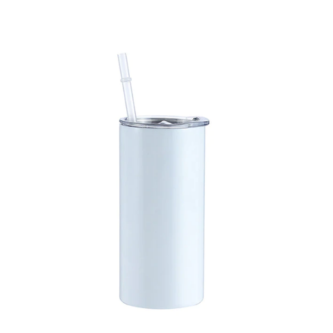 PYD Life Skinny 20 OZ Straight Stainless Steel White Tumbler with Metal  Straw for Heat Press Machine Printing 4 Pack