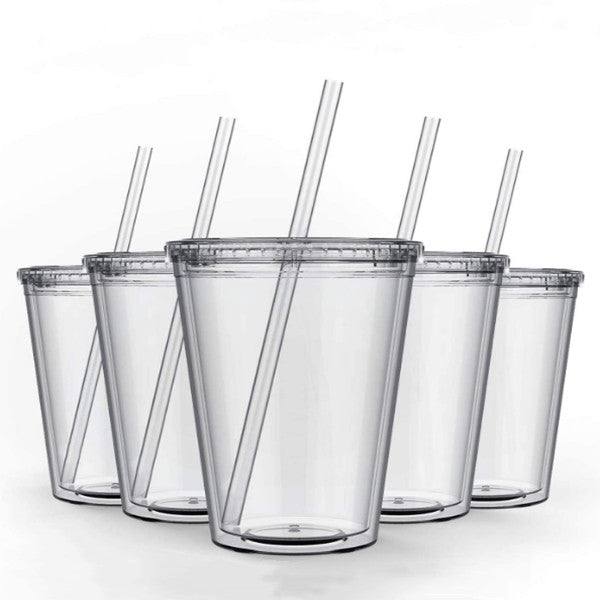 12oz Reusable Plastic Acrylic Clear Tumblers,wholesale cups,double walled  tumblers,acrylic cups,plastic tumbler with straw