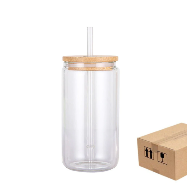 Glass Cup With Straw