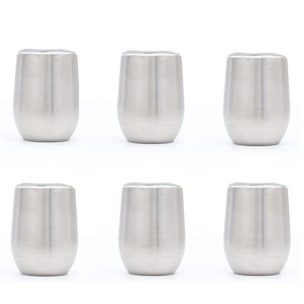 12oz CASE (4/6/21 UNITS) Stemless Wine Glass Tumbler with Lid Stainle