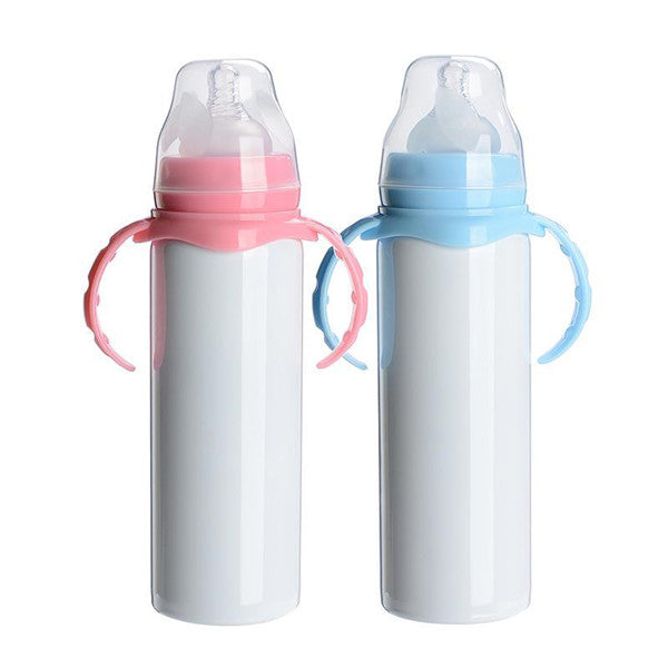 8 PCS Sublimation Baby Bottle Sublimation Sippy Cups with Handle 8 OZ  Sublimation Blank Kids Stainless Steel Tumblers Insulated Toddler Water Cups